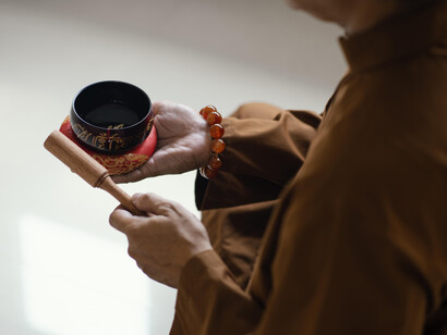 Struck bowls are used in some Buddhist religious practices to accompany periods of meditation and chanting