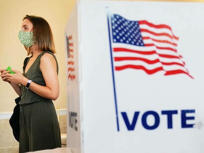 A white woman ready to vote for her candidate in the next election