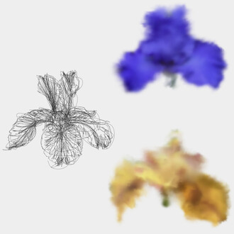 Michel Paysant, De la suite Eden : flâneries numériques à Giverny extraits des carnets d'Étude Iris, 2025. Avec l'aimable autorisation du Musée de l'Orangerie