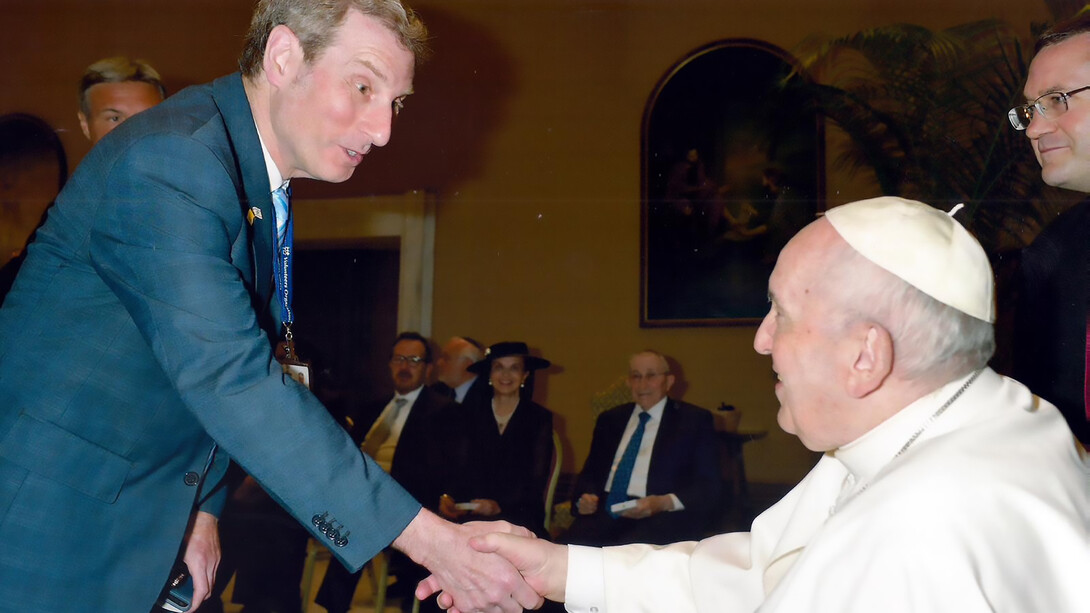 Roy Dokiner meets Pope Francis in the Vatican during a small private audience about Jewish/Christian relations