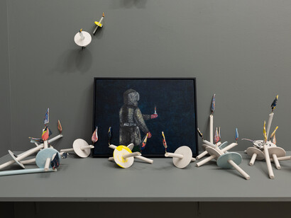 Joy Feasley, Her sadness makes her smile, exhibition view. Courtesy of Adams and Ollman Gallery
