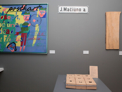 George Maciunas' Fluxus room, exhibition view. Courtesy of M. K. Čiurlionis National Museum of Art