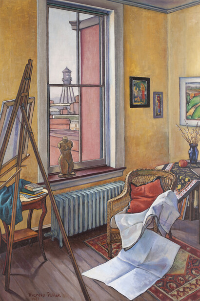 Theresa Pollak, (American, 1899–2002), Art Studio, 1931, Oil on canvas, 43 3/8 x 35 inches. The Johnson Collection, Spartanburg, South Carolina