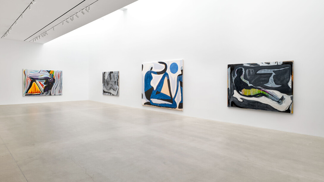 Spencer Sweeney, The painted bride, exhibition view. Courtesy of Gagosian Gallery. Photo by Owen Conway