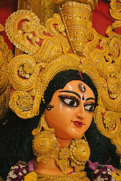 Statue of Maa Durga, the revered Hindu goddess known for her strength and compassion