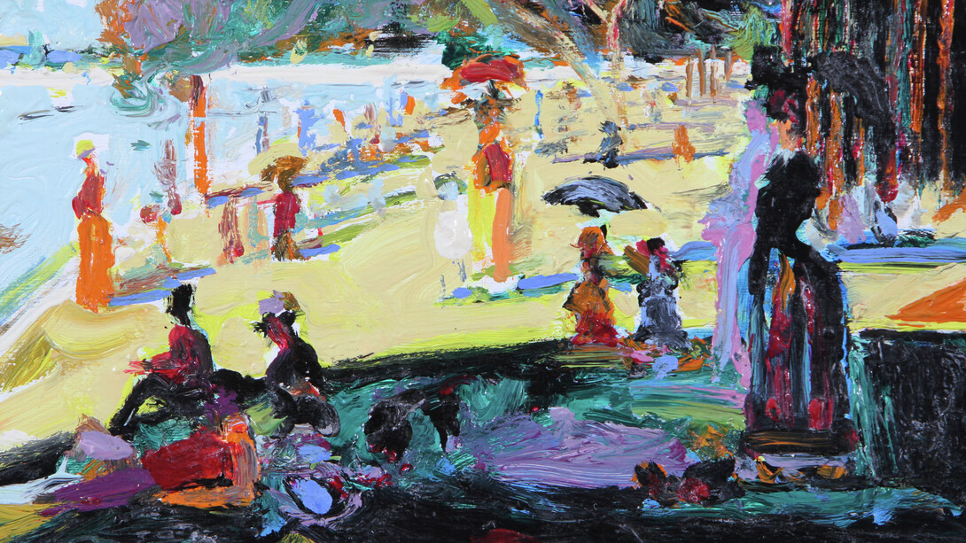 Wayne Thiebaud, A sunday on La Grande Jatte (after Georges Seurat), 2000. Courtesy of Fine Arts Museums