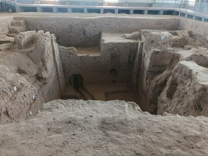 The carefully restored remnants of historic buildings at the Aksikent site in Uzbekistan