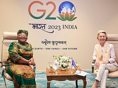 Ngozi Okonjo-Iweala and Ursula von der Leyen at G20 New Delhi, 2023, India