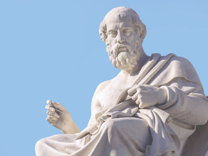 The statue of Plato in front of the Academy of Athens, Greece by Leonidas Drosis