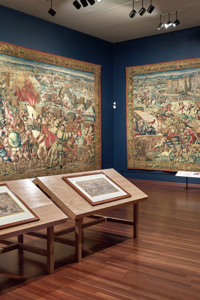 Various artists, Art and war in the Renaissance the battle of Pavia tapestries, exhibition view. Courtesy of Fine Arts Museums