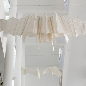 Aurèlia Muñoz’s birds-kites, exhibition view. Courtesy of the Museu d’Art Contemporani de Barcelona (MACBA)