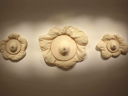 An art piece from the Silia Ka Tung exhibition "the mushroom at the end of the world" at the Saraceno Art Gallery in Rome