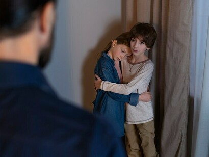 Siblings suffering from abuse at home, exposed to domestic violence, fear, and long-lasting emotional trauma