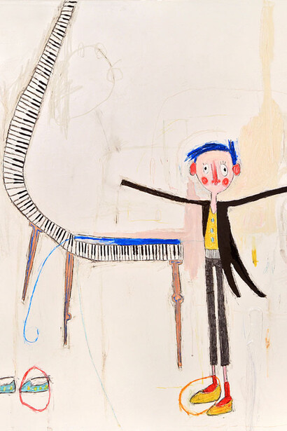 Antonio Cervasio, Chapeau, 2012, acrilico e pastelli ad olio su tela, cm 100 x 100. Courtesy Romberg