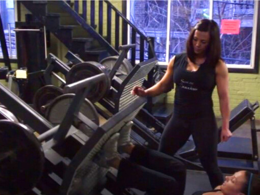 Age 47, training with bodybuilder Nola Trimble, Quads Gym, Chicago, Illinois