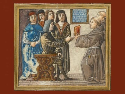 Miniatura da De divina proportione di Luca Pacioli, particolare.