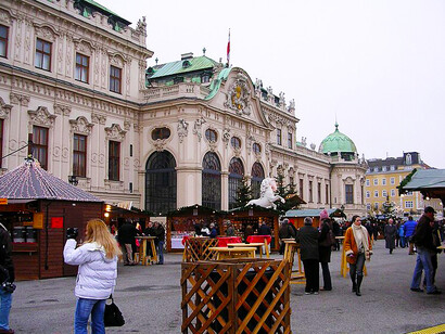 The Belvedere Palace Christmas market in Vienna, Austria