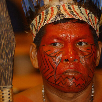 Cacique da etnia Mura (Amazonas) durante reunião para tratar das reivindicações dos indígenas do Amazonas