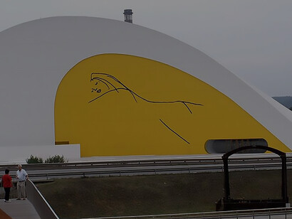 Explore the unique design of the Oscar Niemeyer International Cultural Center's auditorium in Avilés, Asturias, Spain
