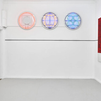 Mullican, Above and below the three worlds, exhibition view. Courtesy of Galerie Thomas Schulte