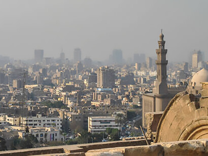 The breathtaking cityscape of Hyderabad seen from the ancient walls of Golconda Fort in India
