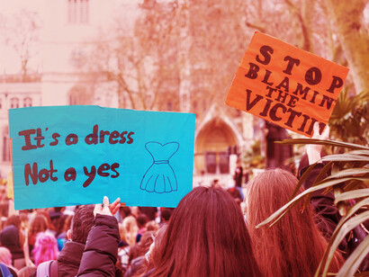Cries of the many carrying signs in support of women and the cause to reclaim their quest for feminity