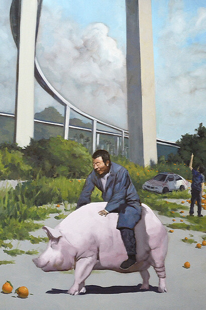 Guan-Hong Lu/盧冠宏, Apocalypse now: pig rider|現代啟示錄:野豬騎士, 2024. Courtesy of Nunu Fine Art