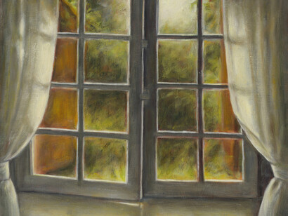 Susan Kraut - Dordogne Window, II, 16 in x 18 in, oil on panel, 2016