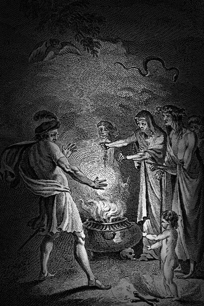 W. Byrne, Macbeth consulta a las tres brujas