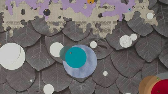 Detail of Andrés Ferrandis, Agua rara, 2014, Collage on black and white archival printed image, 18 x 18"