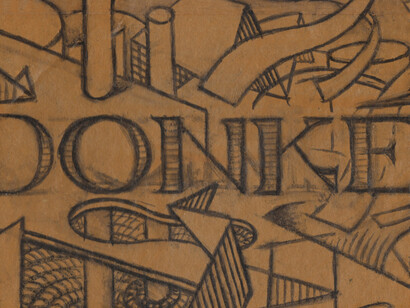 Donke, carbon ink, newspaper on recycled cardboard, Mark Weighton, 2020