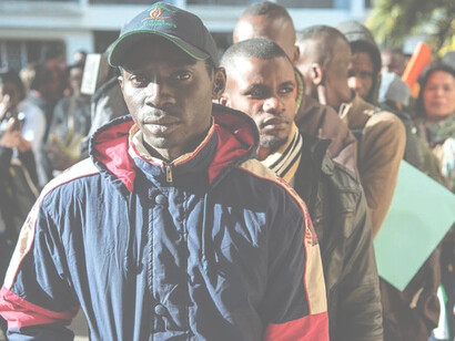 Migrants in queue during a drive to regularize illegal migrants living in Morocco