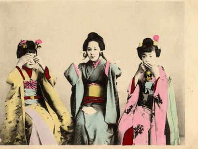 Geishas, see no evil, speak no evil, hear no evil.