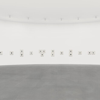 Francesca Woodman, Lately I find a sliver of mirror is simply to slice an eyelid, exhibition view. Courtesy of Gagosian