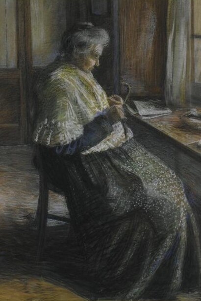 Umberto Boccioni, "La madre con l'uncinetto", ritratto di Cecilia Forlani madre del pittore, 1907, Galleria d'arte Moderna, Milano, Italia