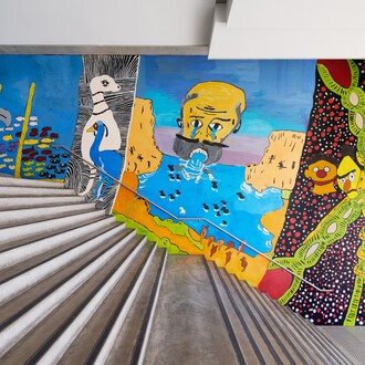 John Prince Siddon, Circular quay foyer wall commission, 2026, exhibition view. Courtesy of MCA