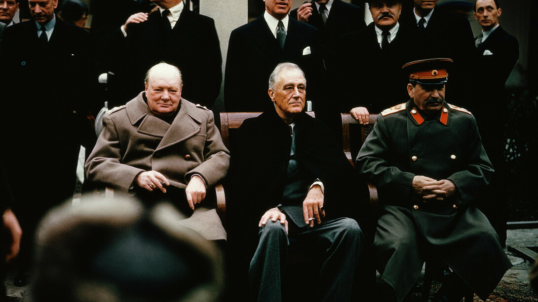 Churchill, Roosevelt y Stalin en la Conferencia de Yalta, donde se fraguó el concepto de Naciones Unidas