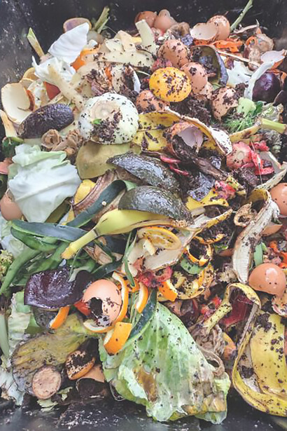 Sustainability and eco-conscious living through a compost bin layered with organic matter and soil, promoting environmental responsibility