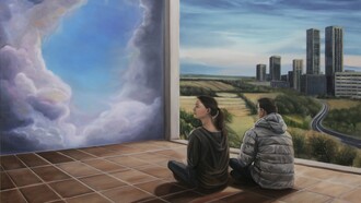 Roberta Cavallari, Contemplatori, olio su tela, 100 x 70 cm, 2026