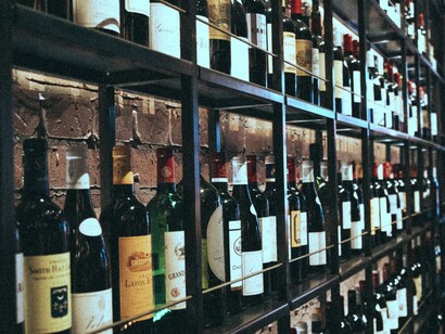 Fine wine collection at store