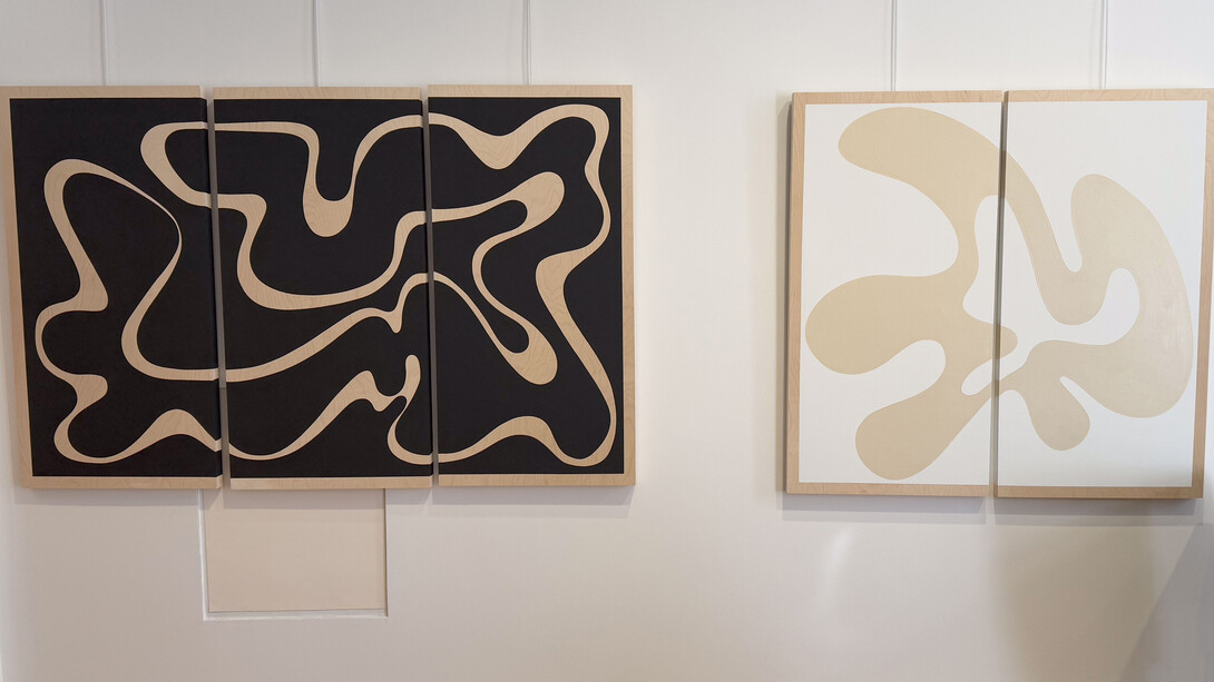 Hannah Polskin, Nebula 3 (Triptych), 2024 and Hannah Polskin, Nebula 4 (Diptych), 2024. Courtesy of Space Gallery St Barth