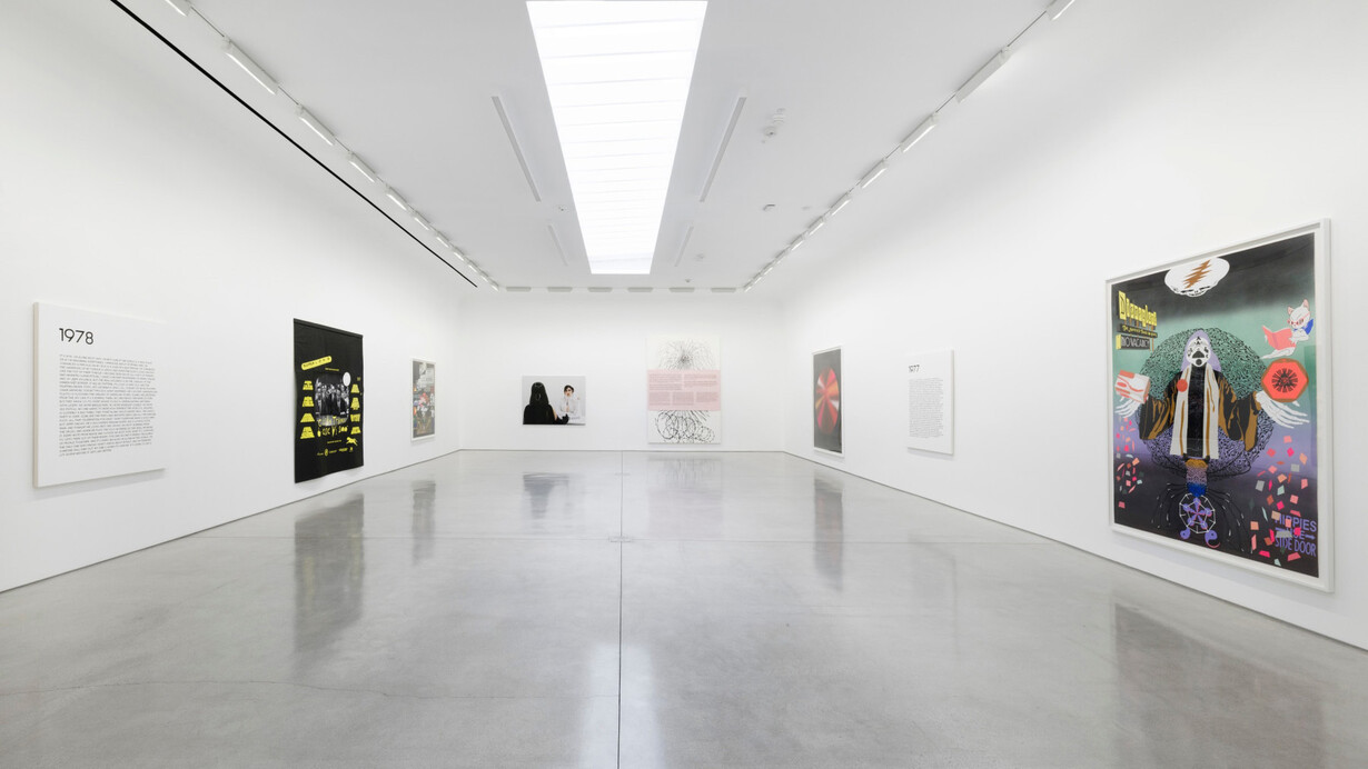 Matthew Brannon, Le gant de velours, traversing the fantasy, and the thousand-yard stare (disparate subjects happening concurrently, 1977–1979), exhibition view. Courtesy of David Kordansky Gallery