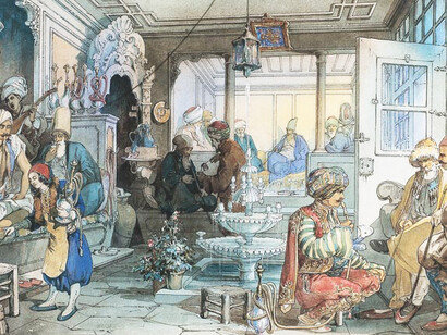 Amedeo Preziosi, A Turkish Coffee-House, Constantinople, Ottoman Empire, 1854