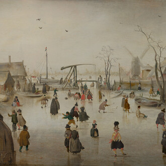 Hendrick Avercamp, Ice scene (detail), ca. 1610. Courtesy of Museo Thyssen-Bornemisza