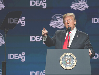 President Donald J. Trump delivers remarks during the American Farm Bureau Federation's 100th Annual Convention Monday, January 14, 2019, at the New Orleans Ernest N. Morial Convention Center, in New Orleans, Louisiana