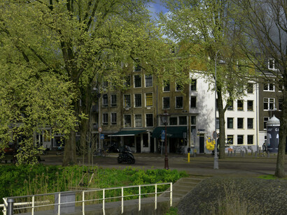 A calm street full of trees in Amsterdam, Netherlands