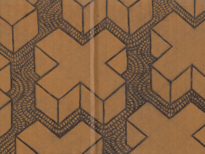 Positive symbols, carbon ink, newspaper on recycled cardboard, Mark Weighton, 2020