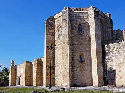 The historic Gothic style Cathedral of Santa María la Menor, situated in the colonial zone neighbourhood in Santo Domingo, Dominican Republic