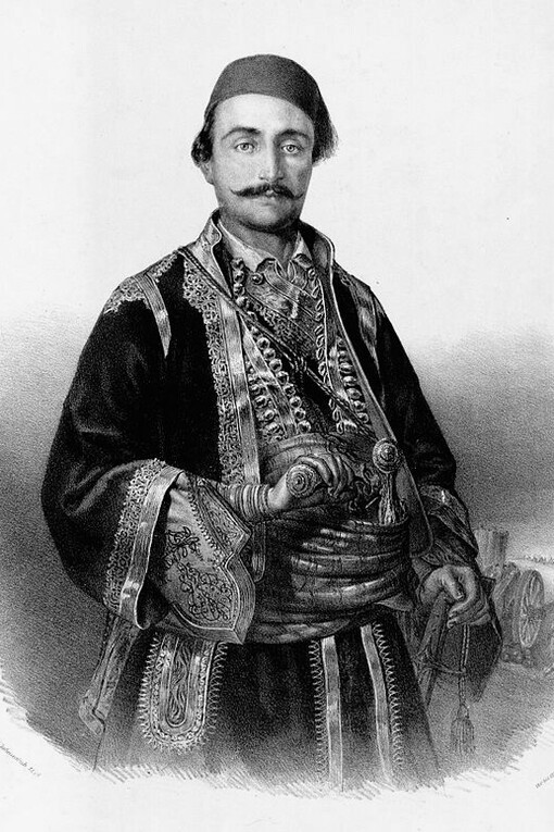 Portrait of Hajduk-Veljko, a prominent Serbian outlaw fighting against Ottoman occupation during the first half of the 19th century