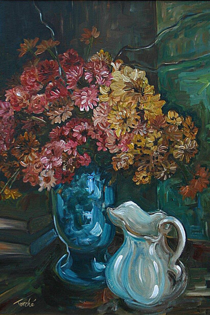 Interpretative Realms, Fall Flowers, Lisa Torché, Acrylic on Canvas, 30 x 24